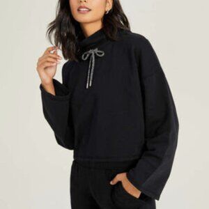 Something Navy Funnel Neck Sweatshirt with Drawstring – Black